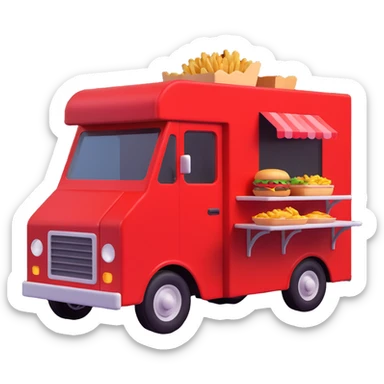 generate me a 3D red truck shaorma food truck  sticker
