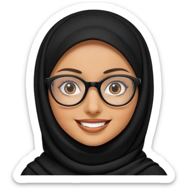 madre con jafas arabe con un panuelo de color negro tapandole todo el cabello sticker