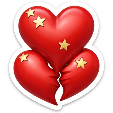Two red hearts one beyond another with some stars in both the hearts sticker