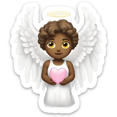 White angel heart with wings and halo sticker
