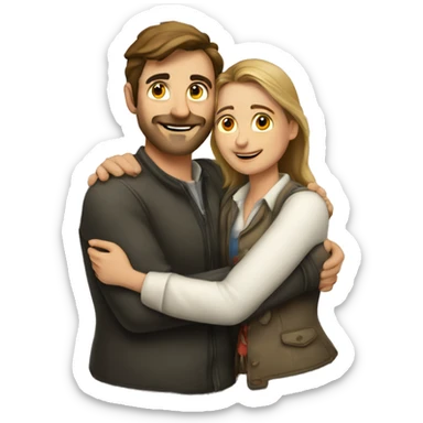 man from germany and woman from Portugal that hug each o sticker