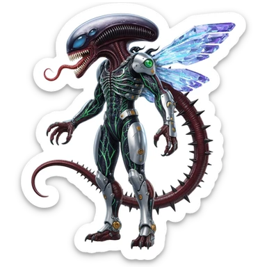 Abstract Futuristic Venom-Xenomorph-Genesect-Lunala-ET-hybrid-fantasy-creature sticker