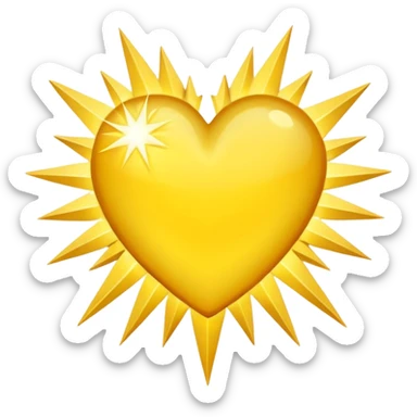 yellow heart with a starburst sticker