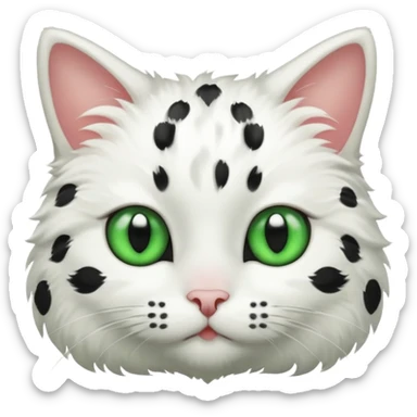 White cat with black spots sticker