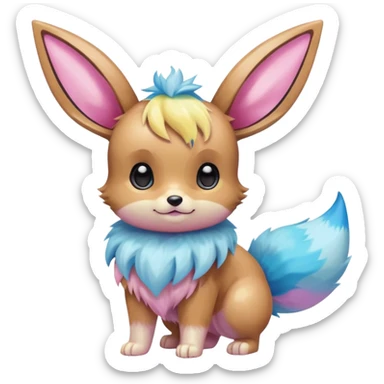 Kawaii Shiny Colorful Pastel Eevee Full Body sticker