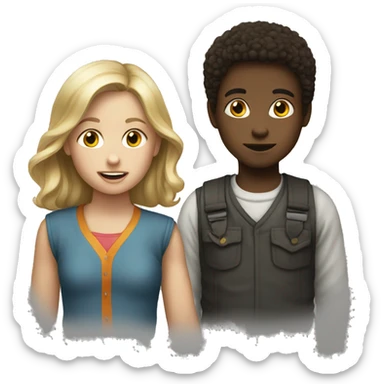 a conversation between two children (white skin) sticker