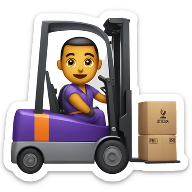 FedEx employee using a forklift sticker