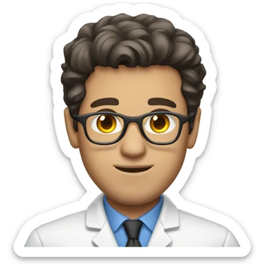 Brunette man scientist sticker