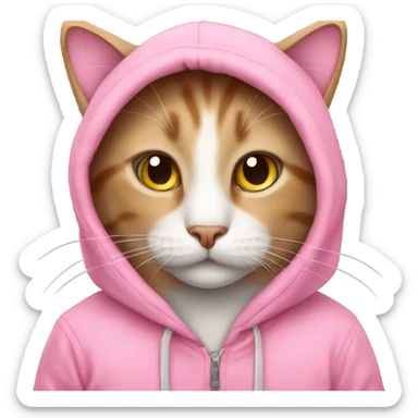 Cat wearing pink hoodie sticker