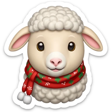 sheep with christmas scarf sticker