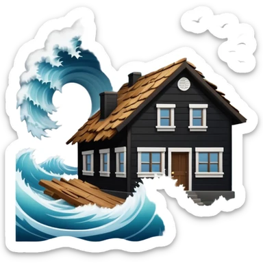 TSUNAMI DESTRUYENDO UNA CASA sticker