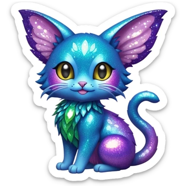 P moe meow meow cute fuzzy realistic glittery Randomly-faerie-drake-colored sparkly exotic Fakémon-creature sticker