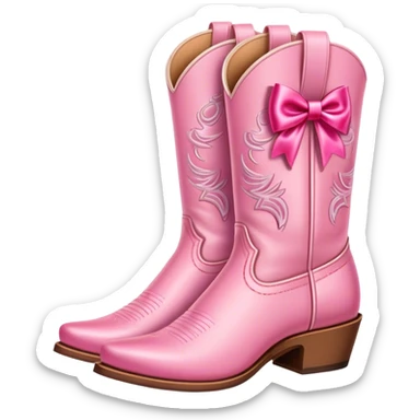 Pink cowgirl boots with bows sticker