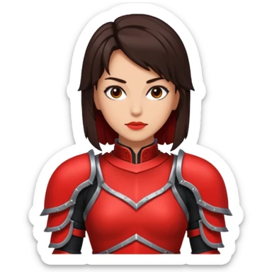 a brunette slim fighter woman in red and black, rpg pixel art style sticker