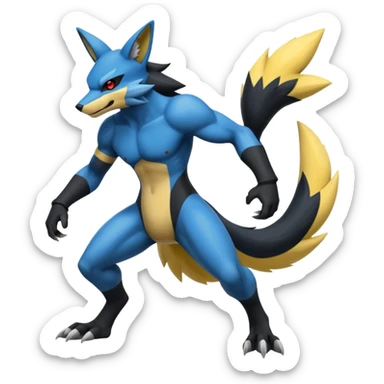 Lucario-Zoroark-Zeraora-Fakémon-hybrid-creature (full body)  sticker