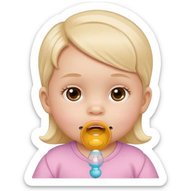 baby girl with a pacifier in her mouth sticker