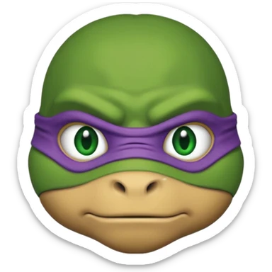 Donatello from Teenage Mutant Ninja Turtles, emoji style, head only, cute minimalistic style, with a serious expression sticker