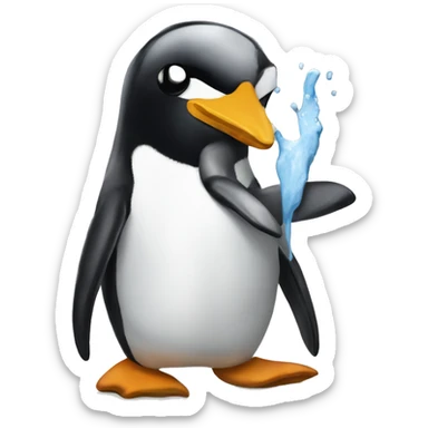 Penguin painting sticker