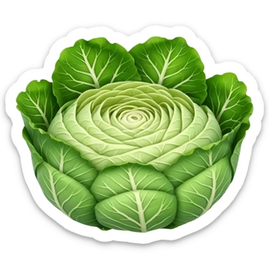 Emoji of sarmale: a small rolled cabbage leaf, pale green and slightly wrinkled, with a visible meat-and-rice filling, simple rounded emoji style, warm and cozy. sticker