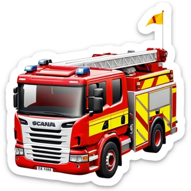Fire Truck - Scania P320 Fire Truck (Model Year: 2015) (Iconic Colour: Red with white and yellow stripes) sticker
