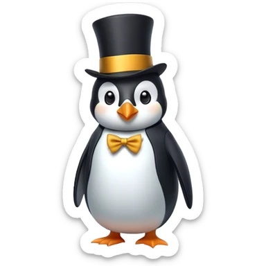 Penguin with a top hat and elegant suit sticker