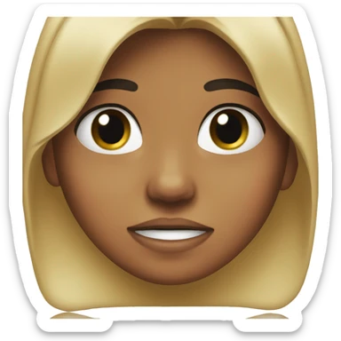 Girl slapping her face with a bow on her forehead sticker