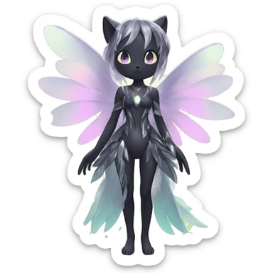 Shiny Shy Cool Pastel Black beautiful fantasy Kawaii Ethereal Sona Fakemon-animal Full Body sticker