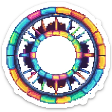 sci-fi teleportation portal with colorful energy beams sticker