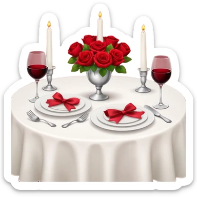  romantic table set for two with roses and red wine sticker