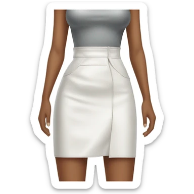 White High waisted leather skirt isolated sticker