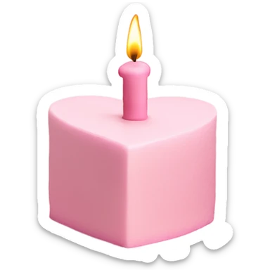 Simple heart shaped baby pink cake with 1 white candle  sticker