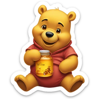 Winnie the Pooh with honey  sticker