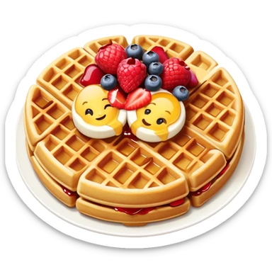 Belgian waffle with toppings in emoji style sticker