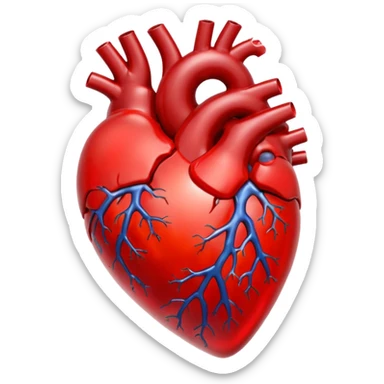 A red glass human heart with a white background. The glass should also be red and look like a real heart. sticker