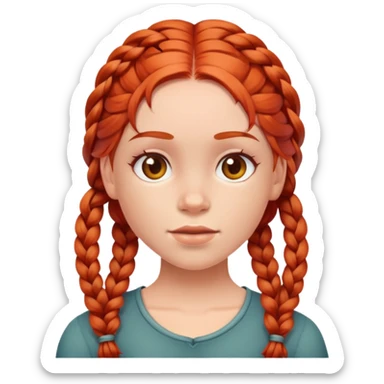 Red head girl with braids sticker