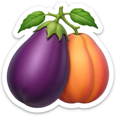 an eggplant inside a peach sticker