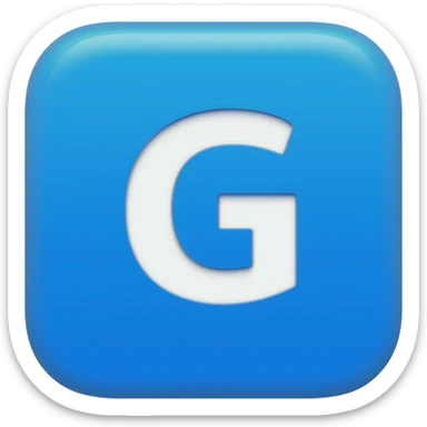 "3D premium,3D rounded-square icon in strong bleu with a beveled edge, bold serif white letter 'G'centered, strong specular highlights, inner glow, 1024x1024, png" sticker