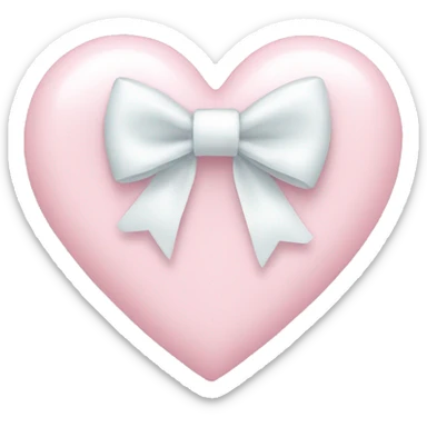 Pastel pink heart with white bow sticker