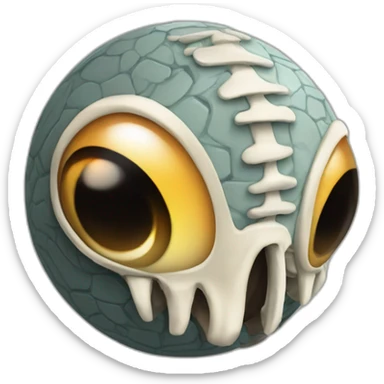 3d sphere with a cartoon Skeleton Horse skin texture with big courageous eyes sticker
