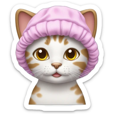 cat in shower cap sticker