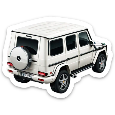 White Mercedes gwagon back sticker