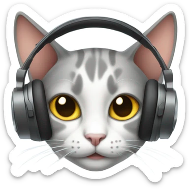 cat with headphone sticker