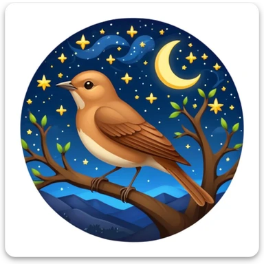 nightingale against starry night sky sticker