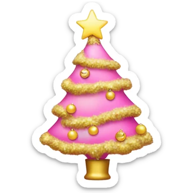 Pretty Christmas tree pink ornaments yellow star sticker