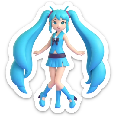 Hatsune Miku with teal twin tails sticker