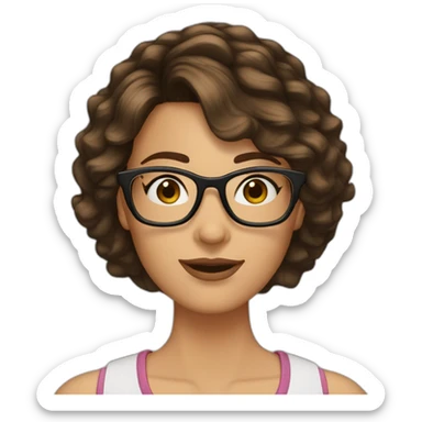 42 yr old woman bob haircut brown hair brown glasses brown eyes sticker