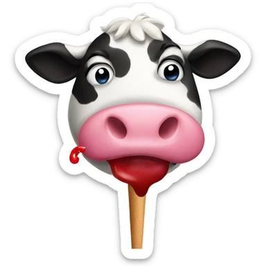 a cow pooping while eating a lollipop  sticker