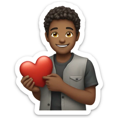 smiling boys with heart sticker