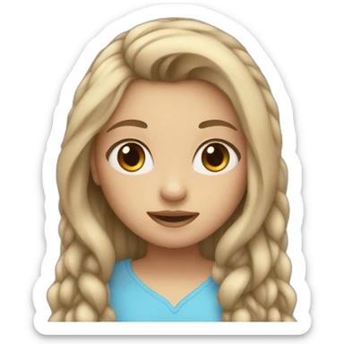 girl with long ash hair and blue eyes sticker