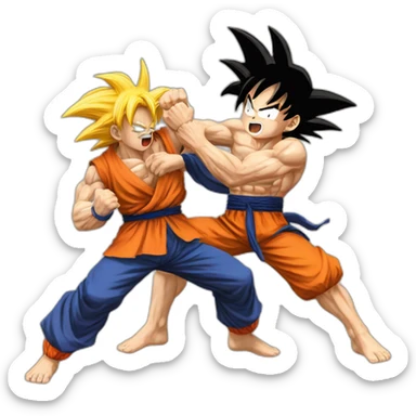 Goku beating up luffy sticker